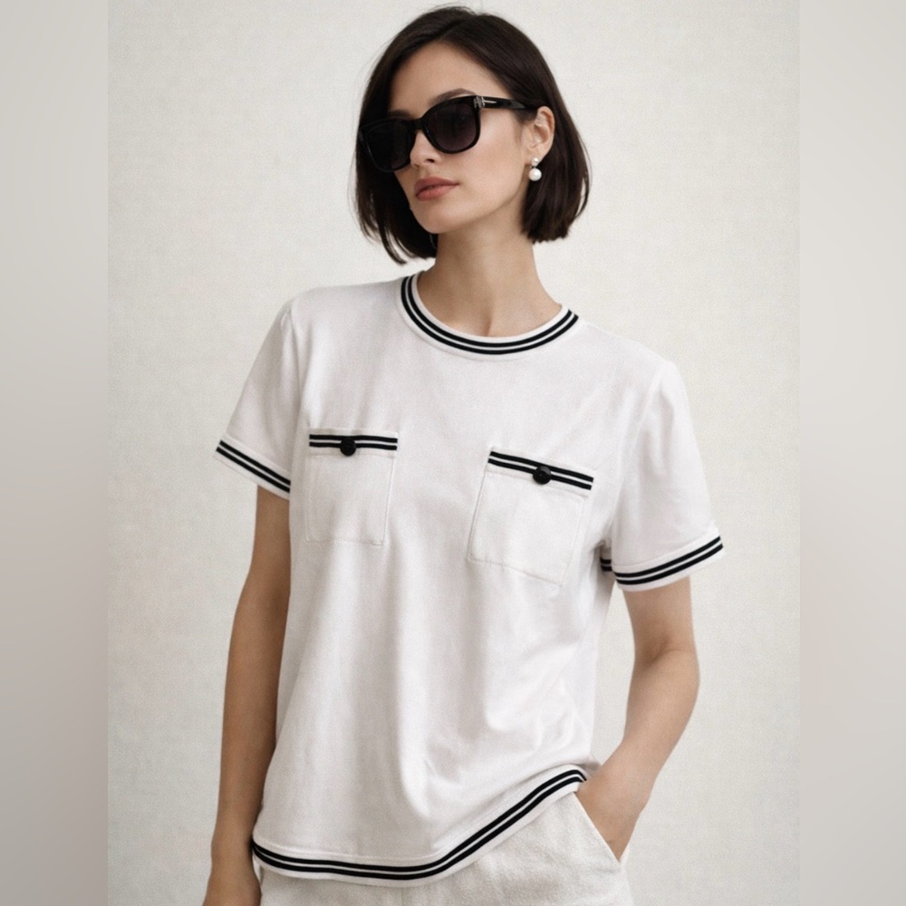 Karl Lagerfeld White Tee with Black Trim